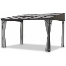 Leco - Terrassenüberdachung mit Polycarbonat-Dachplatten 'Melanie', grau, 400 x 300 x 214 cm (l x b x h)