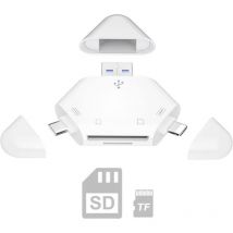 Lecteur de Carte sd, Lecteur de Carte mémoire 3 en 1 pour iPhone/iPad, appareils usb c et usb a, Adaptateur de Carte caméra Trail Camera Viewer