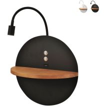 Fabas Luce - Lecture Murale Led Double 1 X 9 W (lumière Arrière), 1 X 6,5 W (lumière De Lecture), 3000 K, Ip20, Bois De Chêne, Noir