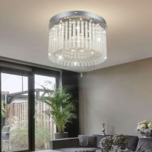 Led 18 Watt Decken Lampe Leuchte Esszimmer Chrom Glasstäbe Kristall Globo 68568-18
