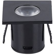 Lampe d'armoire led - Carré 1W - Blanc Chaud 3000K - Corps noir - 27mm