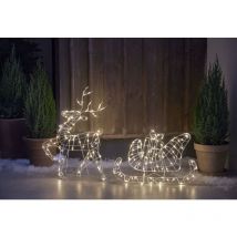 Star Trading - LED-3D Rentier 'Atja', mit Schlitten, Metallrahmen