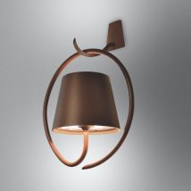 Zafferano - Poldina Corten LED-Wandleuchte mit Haken, wiederaufladbar und dimmbar mit Batterie bis zu 12 Stunden