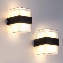 Lycxames - Applique murale chambre2pcs 12W led Applique Murale Exterieur 3000K Blanc chaud Luminaire applique murale IP65 Acrylique 960LM Pour