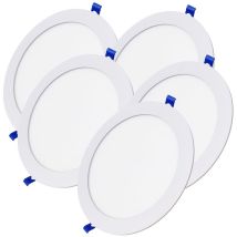 Led Atomant Sl - Led Atomant Confezione Da 5 Pannello Led Downlight Da Incasso Rotondo Piato 220mm 20w, Colore Bianco Neutro (4500k), 1800 Lumen, 
