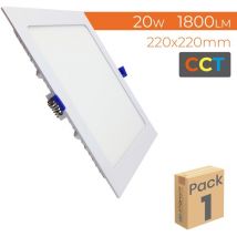 Plaque Downlight led Carré Plat cct 20W 1800LM Coupe 205mm Lot de 1 u. - cct