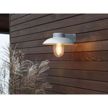 Meinewunschleuchte - Led Außenwandleuchte Aus Aluminium Silbergrau & Klarglas, Höhe 21cm