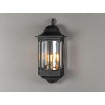 Meinewunschleuchte - Led Außenwandleuchte, Halbschale Aluminium Schwarz, Höhe 47cm
