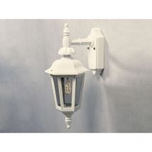Led Außenwandleuchte Laterne hängend, Alu Weiß, Höhe 42cm