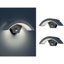 Led Außenwandleuchte Bewegungsmelder Anthrazit rund, 2er set für Hausbeleuchtung