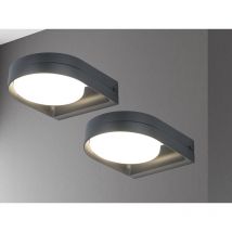 LED Außenwandleuchten 2er SET ALU Downlight, Kopf 320° verstellbar, 16x20cm