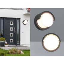 Reality Leuchten - Led Außenwandleuchten 2er Set Schwarz Fassadenbeleuchtung Ip54 Rund Ø 15cm