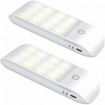 Ikodm - led Automatic, 12 led usb Rechargeable Closet Night Light with Motion Sensor Magnetic Adhesive Strip, 3 Modes (Auto/On/Off) for Bedrooms,