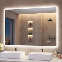 Led Badezimmerspiegel Beschlagfrei, 3 Lichtfarben Einstellbar, Dimmbar, Mit Speicherfunktion, Ip44 Wasserdicht, Aus Gehärtetem Glas, Wandmontage 
