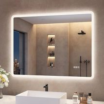 Led Badezimmerspiegel Beschlagfrei, 3 Lichtfarben Einstellbar, Dimmbar, Mit Speicherfunktion, Ip44 Wasserdicht, Aus Gehärtetem Glas, Wandmontage 