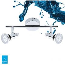 Led Badleuchte Spotleuchte chwenkbar 2xGU10 je 4 w Chrom IP44 Briloner