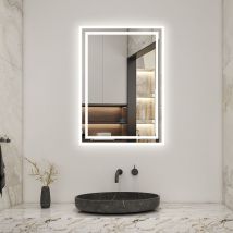 Led Badspiegel Lichtspiegel Wandspiegel Lichtspiegel Badezimmerspiegel mit Beleuchtung Touch-Schalter, 50 x 70 cm Beschlagfrei+3 Lichtfarben
