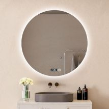 Led Badspiegel mit Beleuchtung 80cm Runder Wandspiegel, Groß Badezimmerspiegel 3 Lichtfarbe Dimmbare 3000-6500K Rund Spiegel für Badezimmer