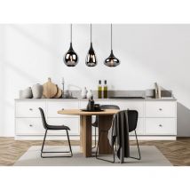 Led Pendelleuchte 3 flammig Glas Chrom verspiegelt & Rauchglas Optik, b: 69cm