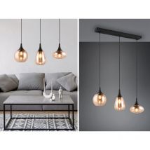 Led Pendelleuchte 3-flammig, Glas amberfarbig, Breite 70cm
