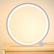 Led Bedside Lamp Dimmable Touch Table Lamp,3 Colors 10 Brightness Modern Circular Design,Metal Material,Desk Reading Lamp for Bedroom