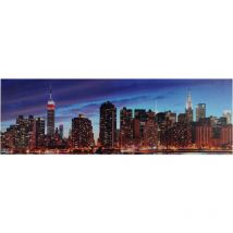 HHG - LED-Bild, Leinwandbild Wandbild Leuchtbild, Timer MVG-zertifiziert 120x40cm New York, flackernd