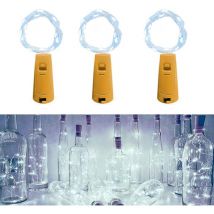 LED Bouteille Guirlande,[3 pièces] 2m 20 LED Pour Bouteille, Guirlande Lumineuse Bouteille LED Lampe Bouteille Étanche Fil d'argentFlexible
