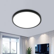 GOECO LED ceiling light 24W, 2160LM IP50 Ceiling lamp, 6500K White cold Lighting Ultra thin ceiling lamp, round black ceiling light for bedroom Room