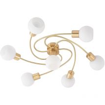 Ceiling Light Ciala dimmable (modern) in Gold made of Metal for e.g. Living Room & Dining Room (7 light sources, E14) from Lindby brass, white