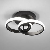 Led Ceiling Light, 2 Black Rings Creative Nordic Design 22W Ceiling Lights,6000K Cool White Light Ceiling Lighting for Hallway Corridor Aisle Lounge