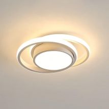 Goeco - led Ceiling Light Modern White, Double Circle Design, 32W 3000LM Warm White 3000K for Bedroom Hallway Kitchen Balcony (27x22x6 cm) -