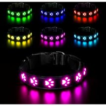 Led Collier Lumineux pour Chiens, Lumière Collier Chien Rechargeable et Etanche, Collier de Réglable avec 7 Modes d'éclairage(Coloré-S)