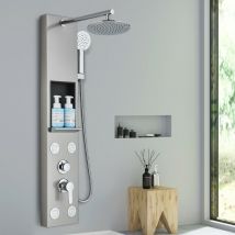 Zamery - Colonne de Douche Hydromassante avec Buses Massants Colonne Douche Murale Multifonction Panneau de Douche avec étagère pour salle de bains