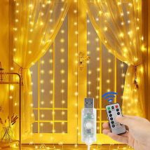 Led Curtain Lights,8modes étanche à distance télécommande alimentée par usb, guirlande lumineuse pour intérieur, maison, jardin, mariage,fête de