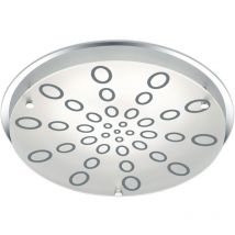 RL - Deckenleuchte Glas rund Deckenlampe dimmbar Wohnzimme euchte Decke, chrom, led 20W 1800Lm warmweiß, DxH 31,5x7,5 cm