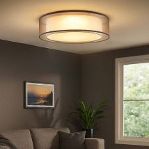 Nino - led Deckenlampe dimmbar über Lichtschalter Wohnzimmerlampe Deckenleuchte Schlafzimmerlampe, Metall nickel matt, Textil grau, 24W 2800lm