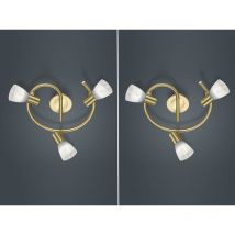 2er Set led Deckenstrahler 3-flammig Messing Glasschirme schwenkbar, ø 30cm