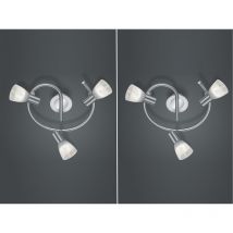 Trio Leuchten - 2er Set led Deckenstrahler 3-flammig Silber Glasschirme schwenkbar ø 30cm