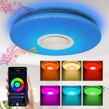 Tolletour - led Deckenleuchte 36W Deckenlampe Bluetooth Musik Wohnzimmerlampe Lautsprecher - Weiß
