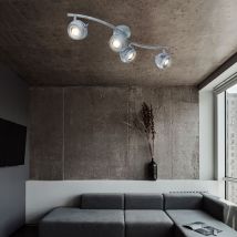 Globo Lighting - led Deckenleuchte 4 flammig Wohnzimmerleuchte Deckenlampe Spotleiste, Strahler verstellbar, Metall grau antik, 4x5W 4x 345lm