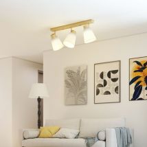 Led-deckenleuchte 40w, Doppelmontage, 90° Verstellbare Köpfe, 3x E27-fassung, Naturholz