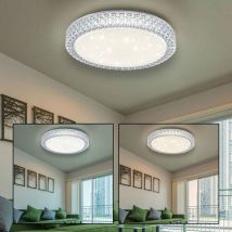 Led Deckenleuchte cct Wohnzimmerleuchte Deckenlampe Wohnzimmerlampe mit Kristallen, Sternenhimmel-Effekt, Stahl, 22W 1980lm warmweiß - kaltweiß, d x