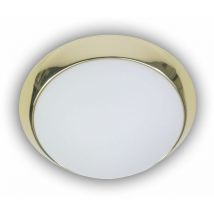 Led Deckenleuchte Deckenschale Opalglas matt, Dekorring Messing poliert, ø 25cm