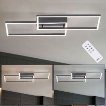 Led Deckenlampe dimmbar mit Fernbedienung Deckenleuchte Aluminium Wohnzimmer Modern Tageslichtlampe, schwarz, Dimmer cct, 1x led 27W 1250Lm, LxBxH