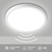 Oraymin - led Deckenleuchte mit Bewegungsmelder Rund in Weiß 18W Flurlampe