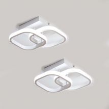 2 Stück led Deckenleuchte 24W Modernes Design Kaltweiß 6000K Quadratischer Kreis Deckenlampe Für Küche Esszimmer Schlafzimmer Flur Flur Eingang