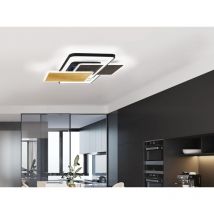 Led Deckenleuchte quadro Schwarz Gold mit Fernbedienung dimmbar, Breite 90cm
