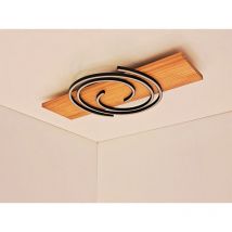 Led Deckenleuchte rifia Licht-Schnecke Schwarz Holzbrett, Breite 50cm
