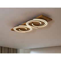 LED Deckenleuchte RIFIA Licht-Schnecke Schwarz Holzbrett, Breite 70cm