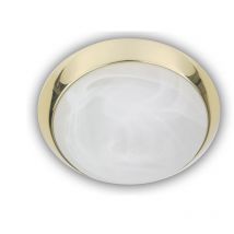 LED-Deckenleuchte rund, Glas Alabaster, Dekorring Messing poliert, ø 40cm